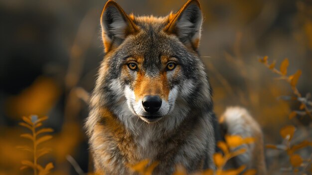 Foto il lupo maestoso alla luce dorata fotografia della natura e della fauna selvatica