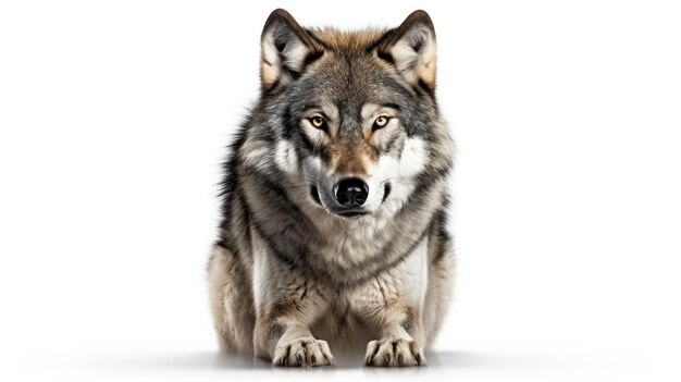 Photo majestic wolf portrayed against a pure white background