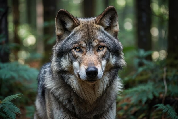 Majestic Wolf in Serene Forest