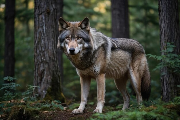 Majestic Wolf in Serene Forest