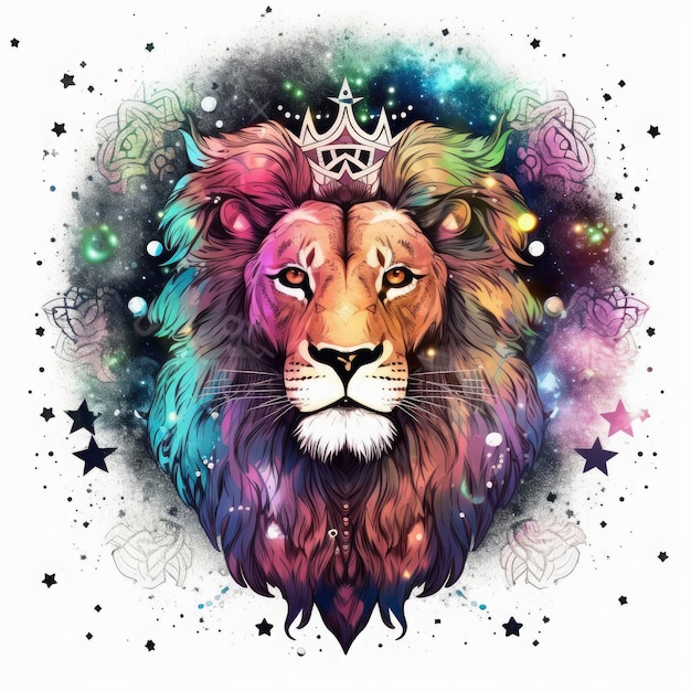 Premium AI Image | A majestic zodiac lion clipart with a illutration