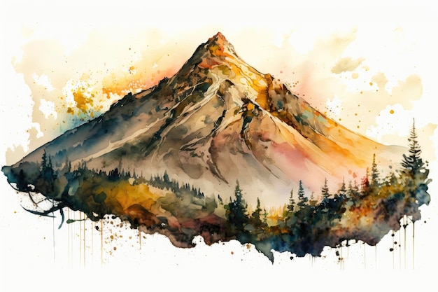 Majestueus berglandschap in aquarel