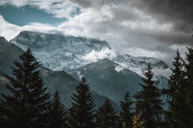 Majestueus berglandschap in het Franse Alpen Achtergrondpanorama