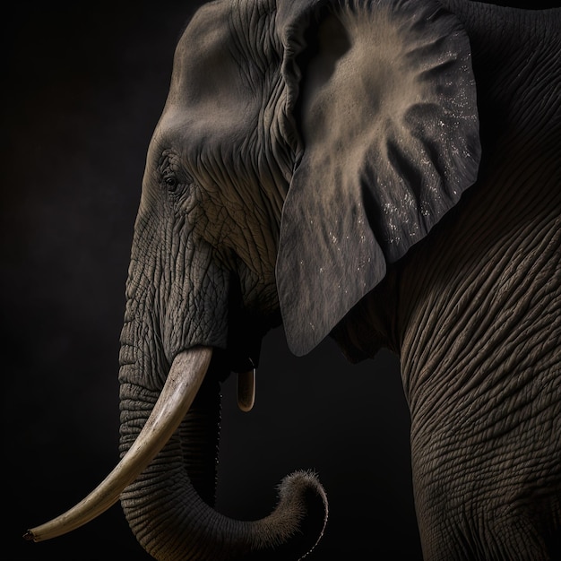 Majestueus olifantenportret in studio Generative Ai