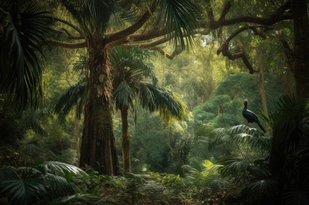 Majestueus palmbos in een sereen bos Generatieve natuurlijke schoonheid IA