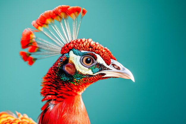 Majestueus portret van een levendige gouden fazant op groene achtergrond