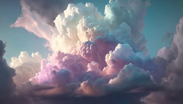 Majestueus wolkenlandschap in pastelkleuren Schitterende ingewikkelde wolken Generatieve AI