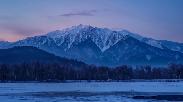 Majestueuze berg majesteit een winter wonderland