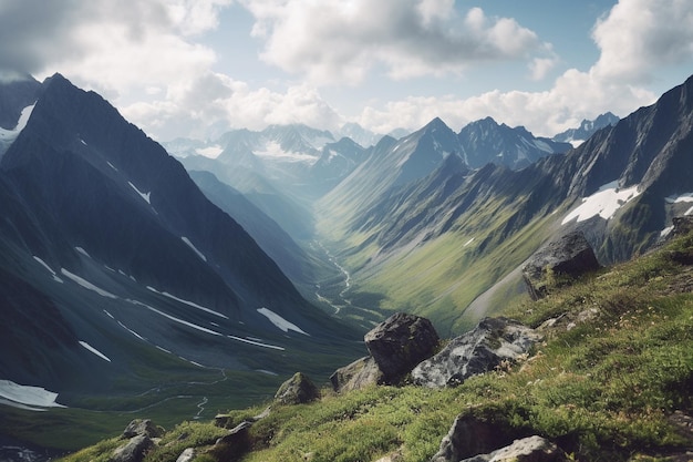 Majestueuze berglandschappen die de schoonheid van de toppen van de natuur verkennenxA