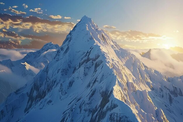 Majestueuze bergtoppen gekust door het ochtendlicht