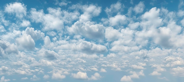 Majestueuze blauwe lucht met pluizige witte wolken vastgelegd in verbluffende fotografie