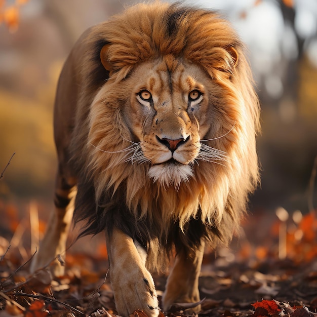 Majestueuze leeuw in grasland