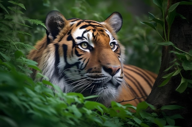 Majestueuze schoonheid Een portret van een tijger in de Jungl