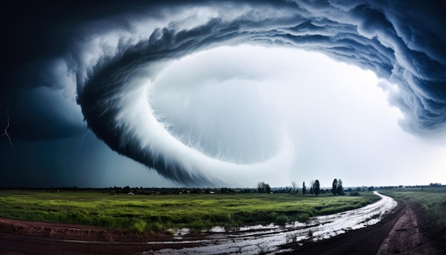 Foto majestueuze stormwolken over een schilderachtig landschap