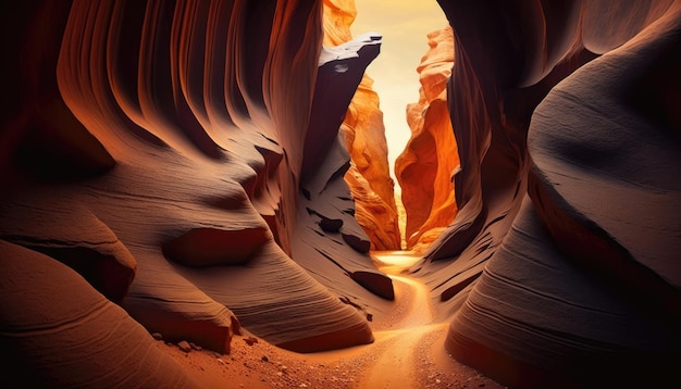 Majestueuze zandstenen kliffen Slot Canyons Wallpaper Generatieve AI