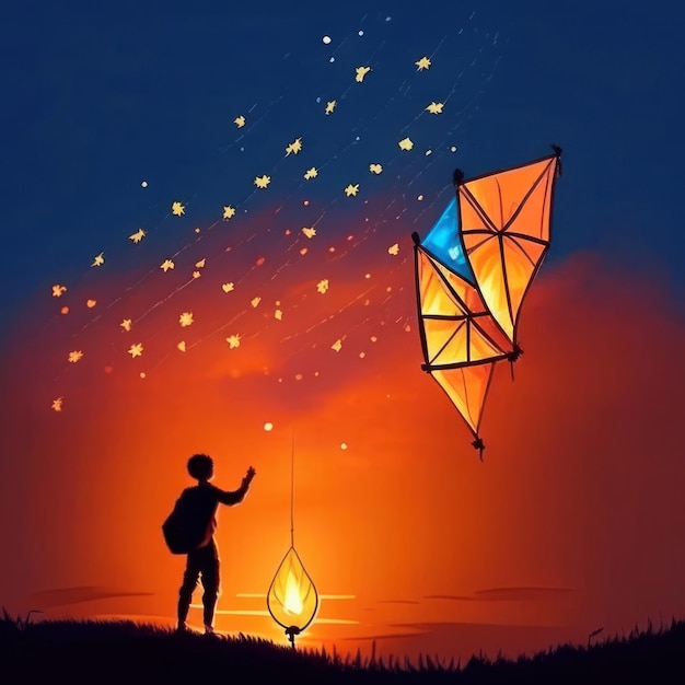 makar sankranti celebrations with colorful kites card