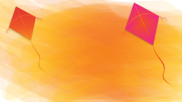 Photo makar sankranti festival of kite with yellow watercolor background