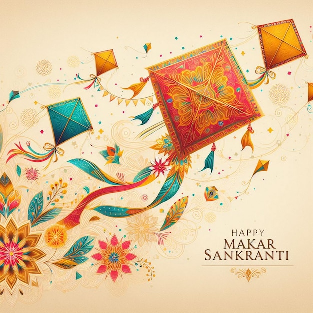 Photo makar sankranti greeting card makar sankranti background images