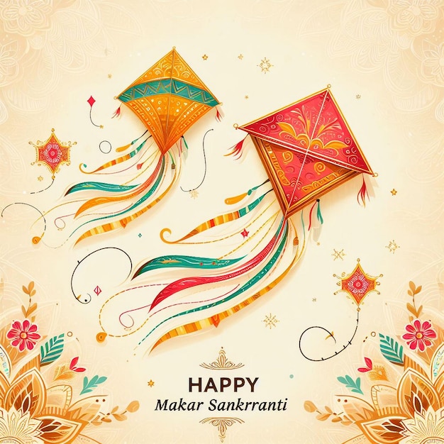 마카르 산크란티 축하 카드 마카르 사크란티 배경 이미지