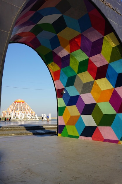 Makasar Indonesia  September 4 2019 View of the 99 Dome Mosque  Masjid 99 Kubah  around Losari