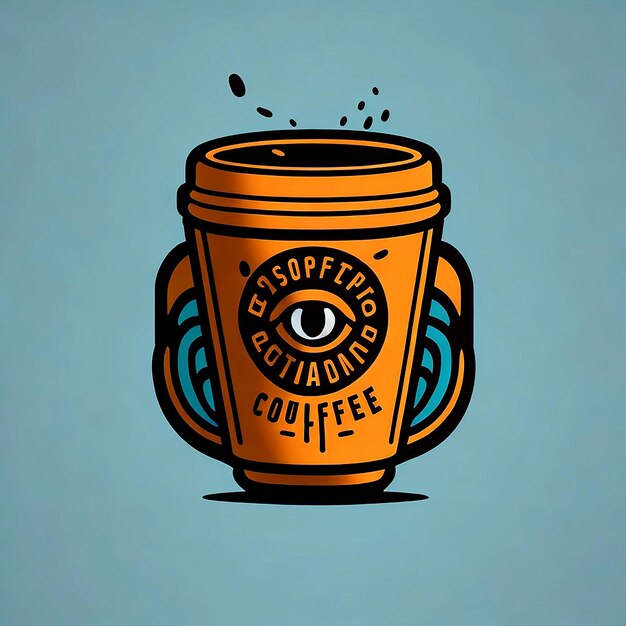 Make a bold statement with a dynamically designed vector logo cartoon of a coffee cup