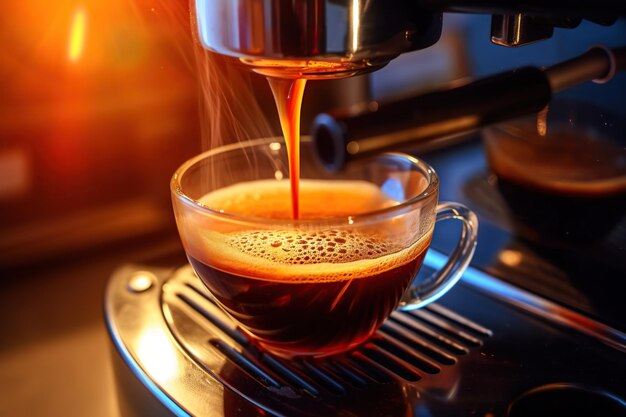 Приготовьте экстракционный кофе в профессиональной кофемашине.