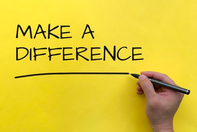 Make a difference text on yellow cover background Copy space and make a difference concept