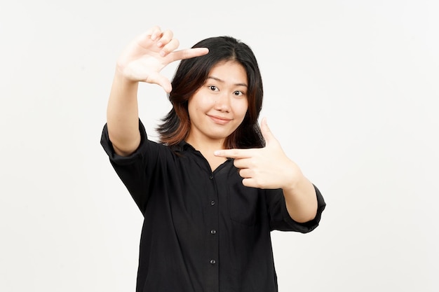 Make Frame With Hands of Beautiful Asian Woman Isolated On White Background