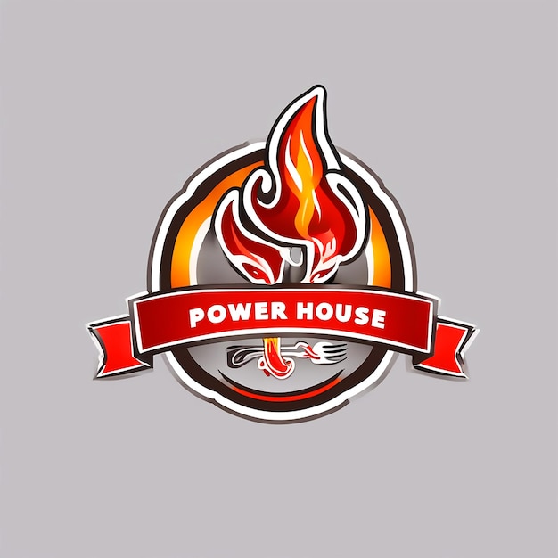 Make A Logo Of Power House And The Concept Is Chef Cap And Hot Fire Chili Power spicy White Backgrou