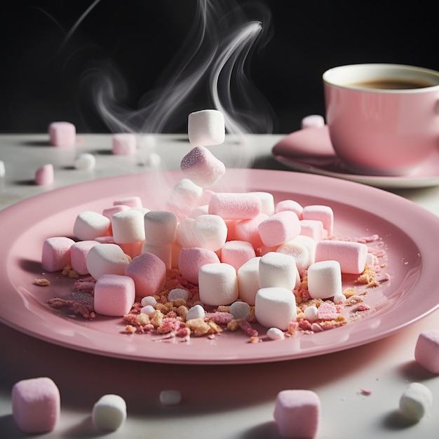 Foto fai un marshmallow su un piatto