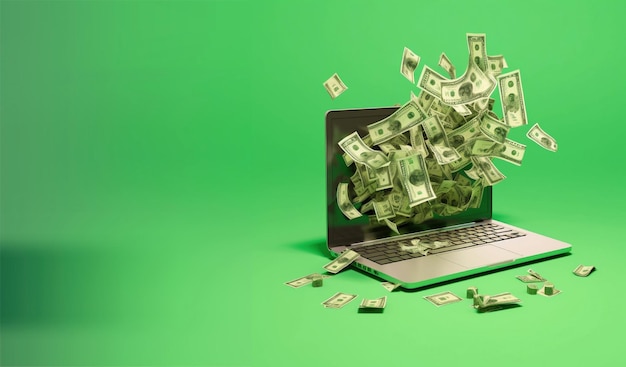 Фото Зарабатывать деньги онлайн банкноты летают с ноутбука зарабатывать деньги в интернете
