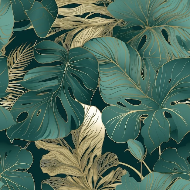몬스테라 식물 원활한 패턴 AI 생성으로 선명한 보관으로 필로덴드론 식물 정리