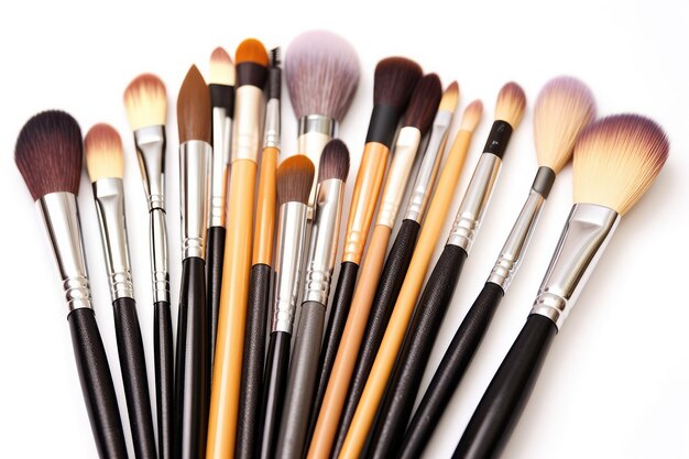 Make-up Brush Set geïsoleerde witte achtergrond professionele fotografie AI gegenereerd