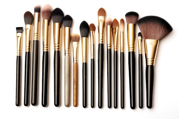 Make-up Brush Set geïsoleerde witte achtergrond professionele fotografie AI gegenereerd