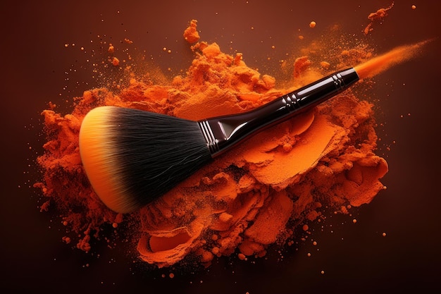 Make up brush with red powder