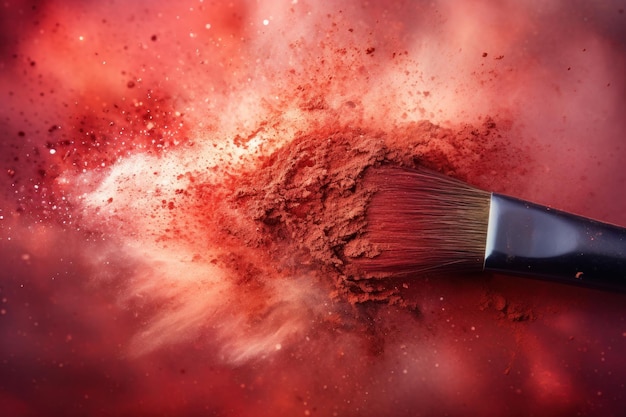 Make up brush with red powder