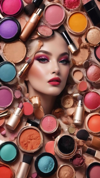 Make-up collage met producten