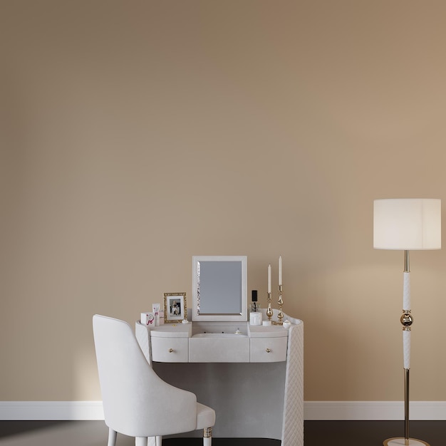 Make up Desk, Bedroom Wall Mockup