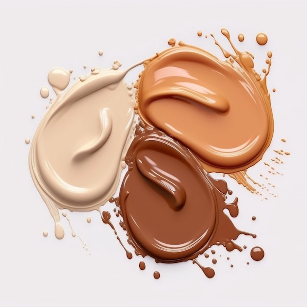 Make up foundation different skin tones smudges on white background Generated with Ai