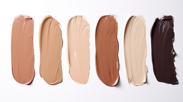 Make-up foundation smeert gradiënt van verschillende huidtinten uit