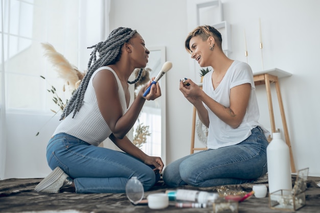 Make up. Girls spending time at home and doing make up