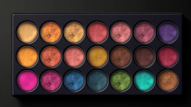 Make-up palette set geïsoleerd op donkere achtergrond