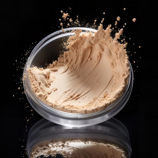 Photo make up setting powder explosion isolated on simple backround