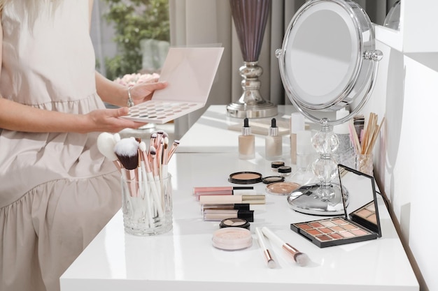 Make-up tafel decoratieve cosmetica voor professioneel gezicht