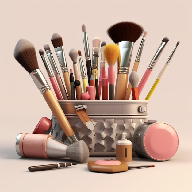 Make-up tools schoonheid realistische achtergrond