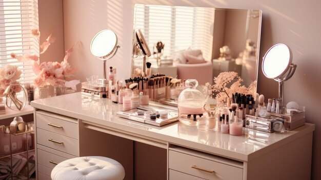 Premium AI Image  make up vanity table
