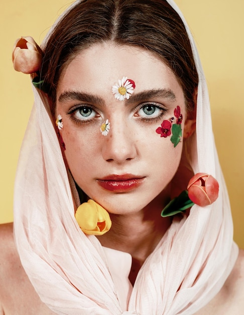 Make up with flowers soft aesthetic fashion look collection