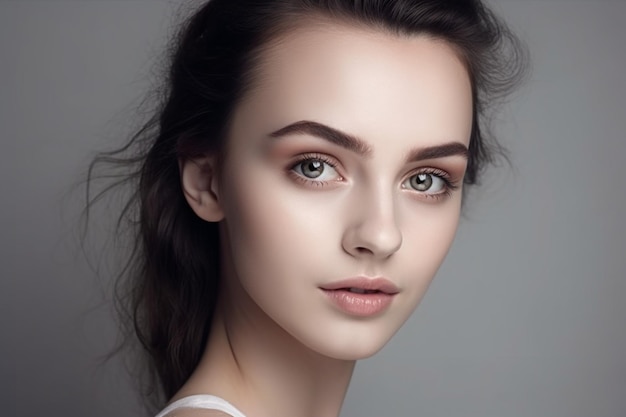 Make up woman on grey background