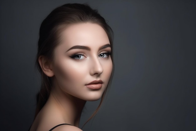 Make up woman on grey background