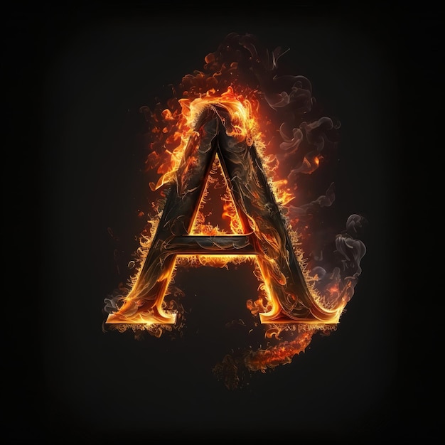 Make your letter A stand out with fiery effect illustrations generative ai